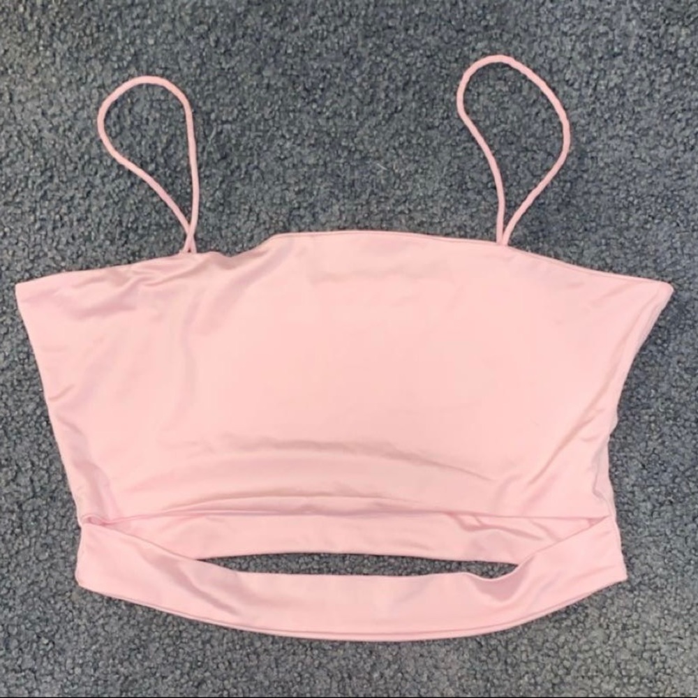 pink crop cami tank top small